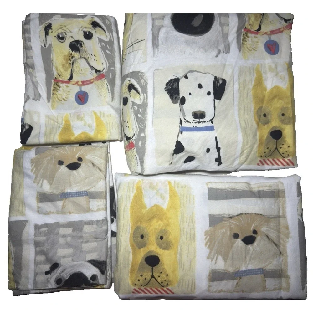 The Company Store Sheet Set‎ Dogs Puppies TWIN 4pc Cotton Kids Decor